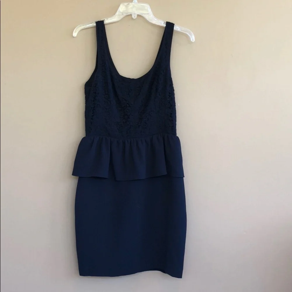 • Club Monaco • Sally Lace Peplum Dress Navy Blue
